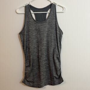 Athleta Tank Top Womens M Gray Ruched Sides Long Athletic Workout Sleeveless Top